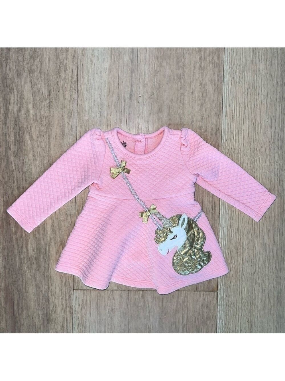 Little Girls Kids Headquarters Pink Unicorn Dress Size 12 Months